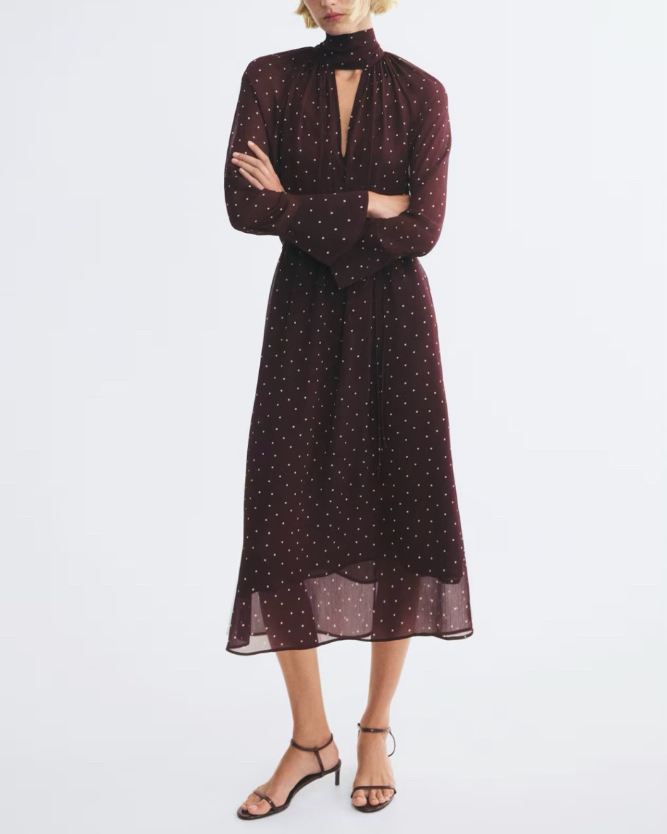 Burgundy polka dot mock neck midi dress

#LTKSeasonal