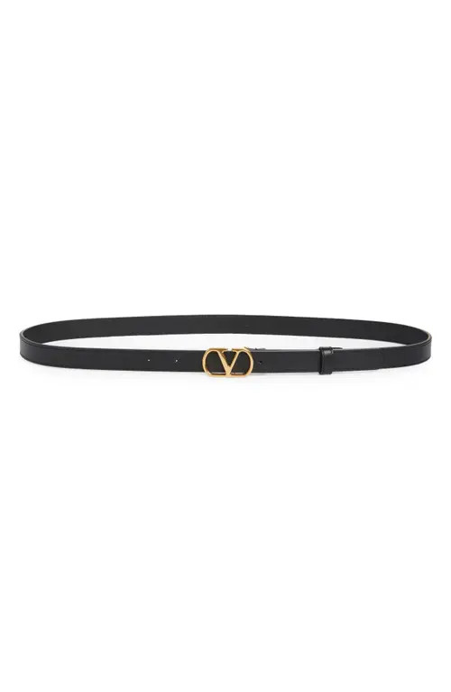 Valentino Garavani VLOGO Signature Leather Belt in Black at Nordstrom, Size 95 | Nordstrom