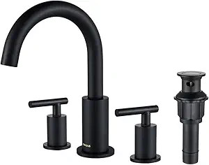 FORIOUS Two Handle High Arc Widespread Bathroom Sink Faucet 3 Hole with Pop-Up Drain and Water Su... | Amazon (US)