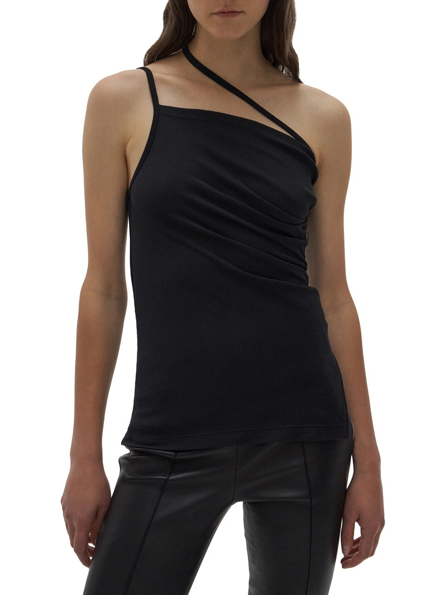 Helmut Lang Women's Ribbed Asymmetrical Tank Top - Black - Size L | Saks Fifth Avenue OFF 5TH