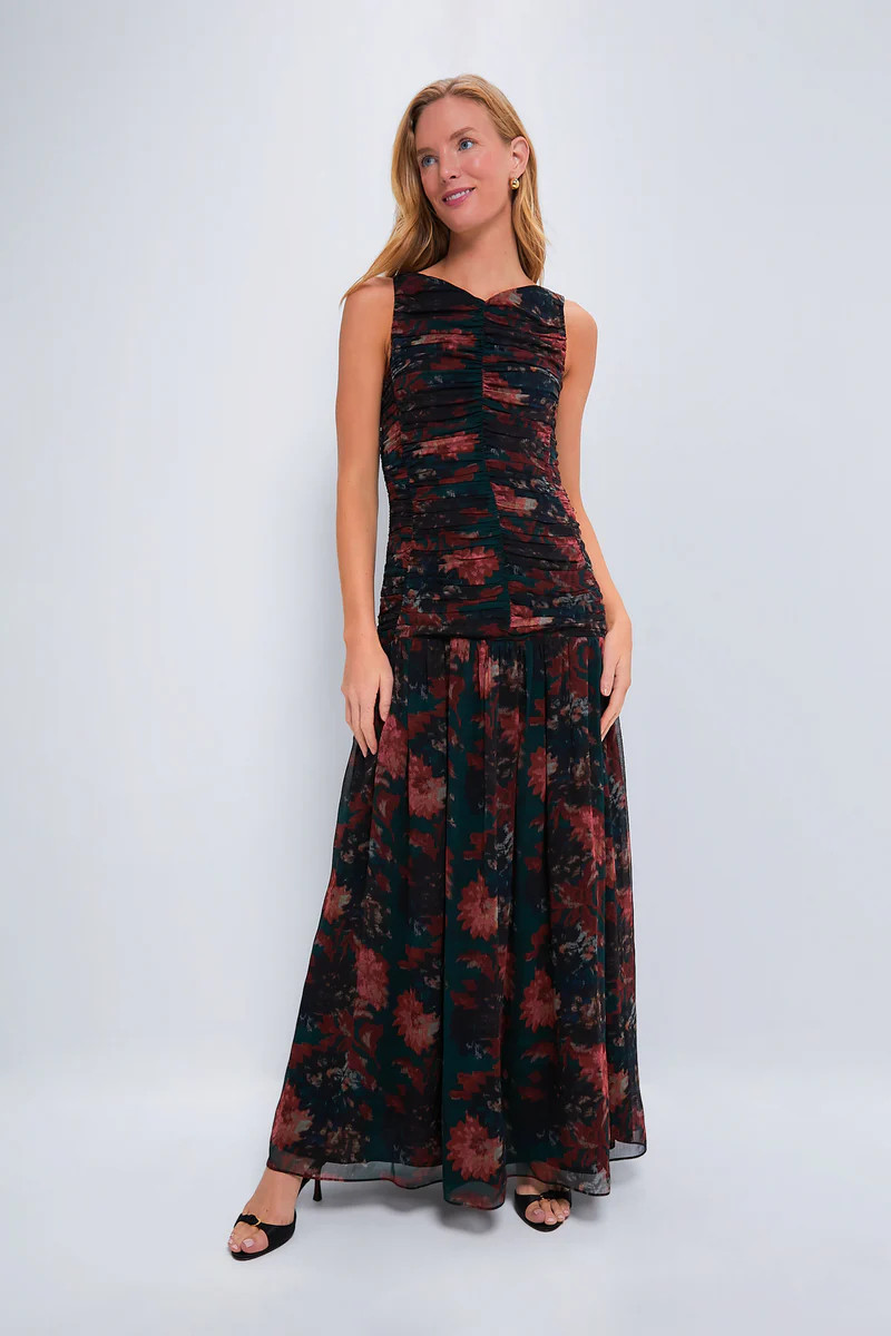 Persimmon Floral Chiffon Eloise Dress | Tuckernuck (US)