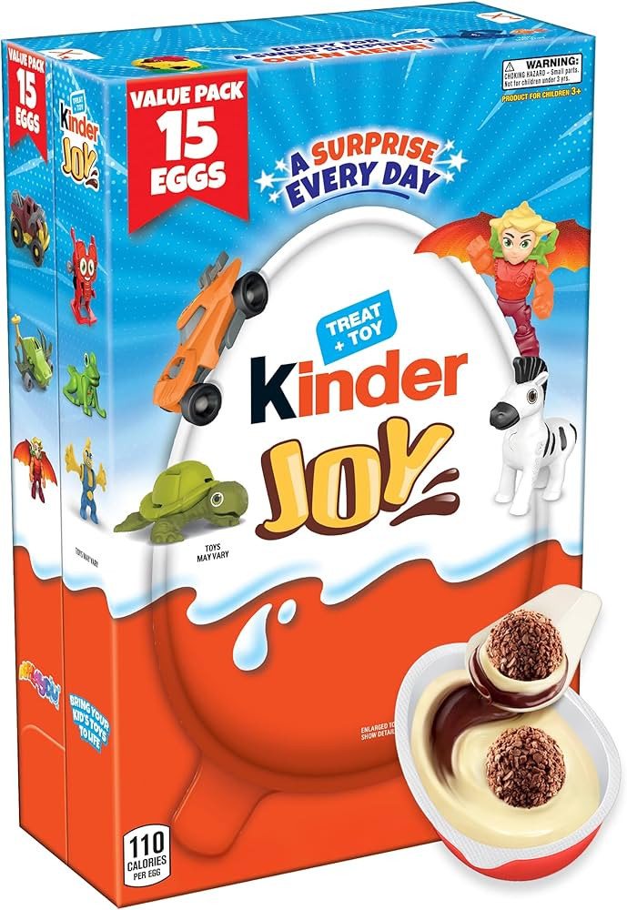 Kinder Joy Eggs, Bulk 15 Count, Treat Plus Toy, Sweet Creams and Chocolatey Wafers, Individually ... | Amazon (US)