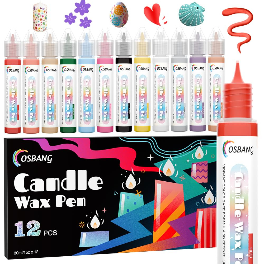 Candle Wax Pen, 12 Vibrant Colors Candle Wax Pen Set, Beginner-Friendly for Festival, Birthday De... | Amazon (US)