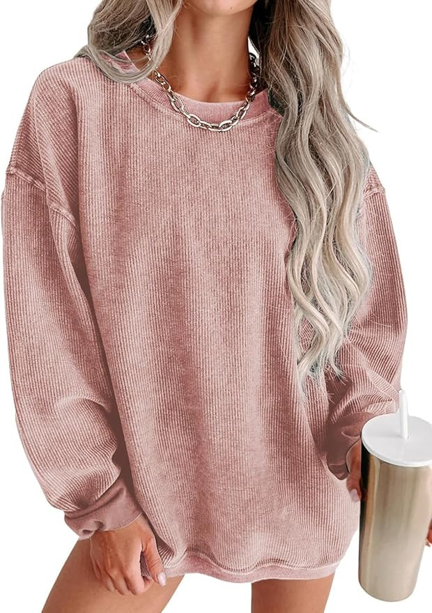 SHEWIN Women Casual Oversized Long Sleeve Crewneck Sweatshirts Pullover Tops, S-XXL | Amazon (US)