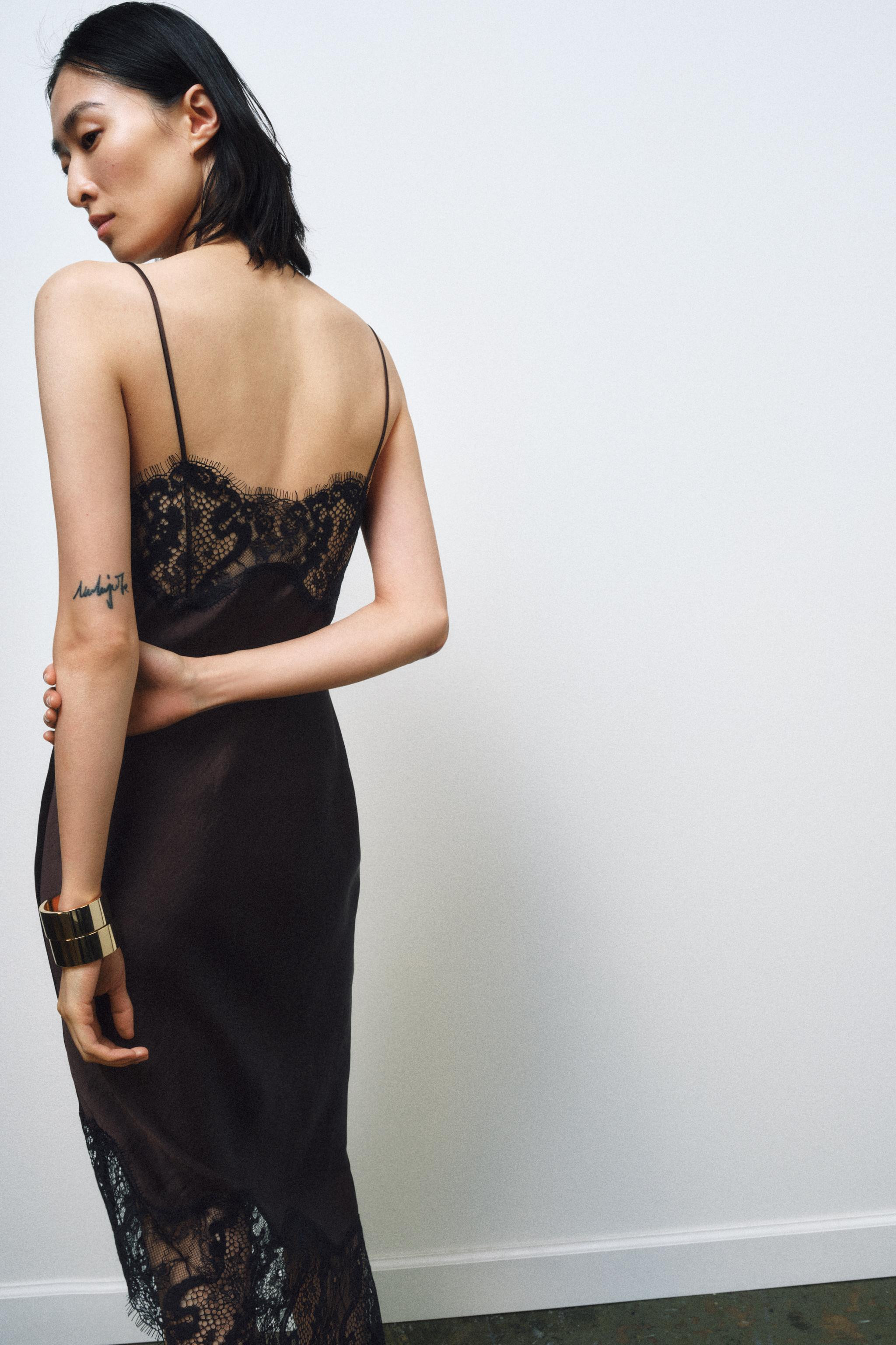 ASYMMETRIC SATIN LACE DRESS ZW COLLECTION | Zara US
