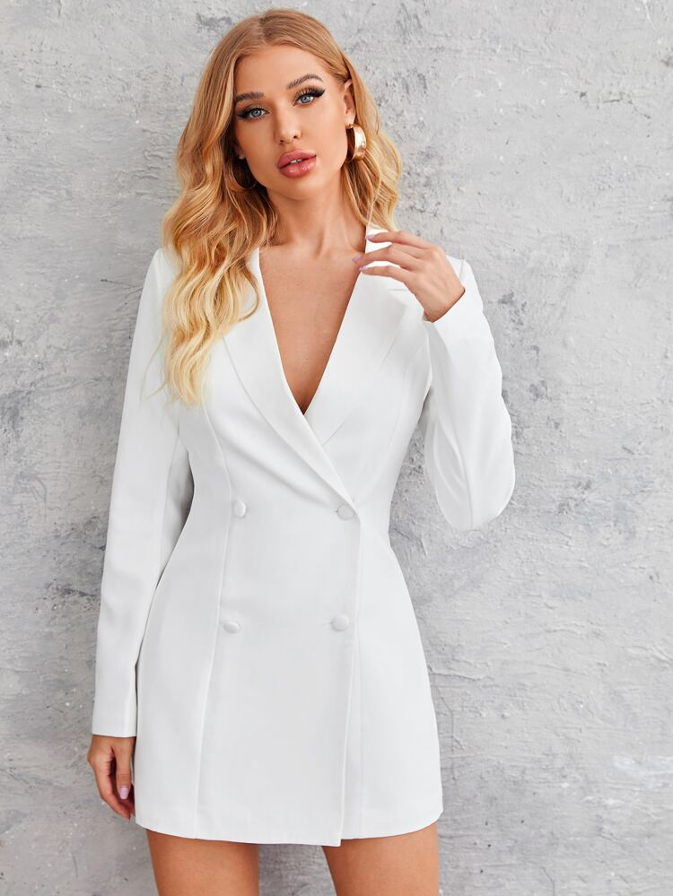 SHEIN Lapel Neck Double-breasted Blazer Dress | SHEIN