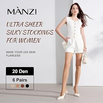 MANZI 6 Pairs Women's 20D Sheer Silky Pantyhose Run Resistant Nylon Tights High Waist Stockings | Amazon (CA)