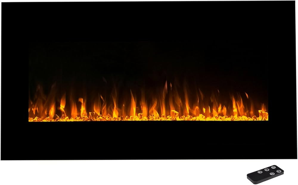 Electric Fireplace - 36 Inch Wall Mounted Fireplace Heater with Remote Control Adjustable LED Fla... | Amazon (US)