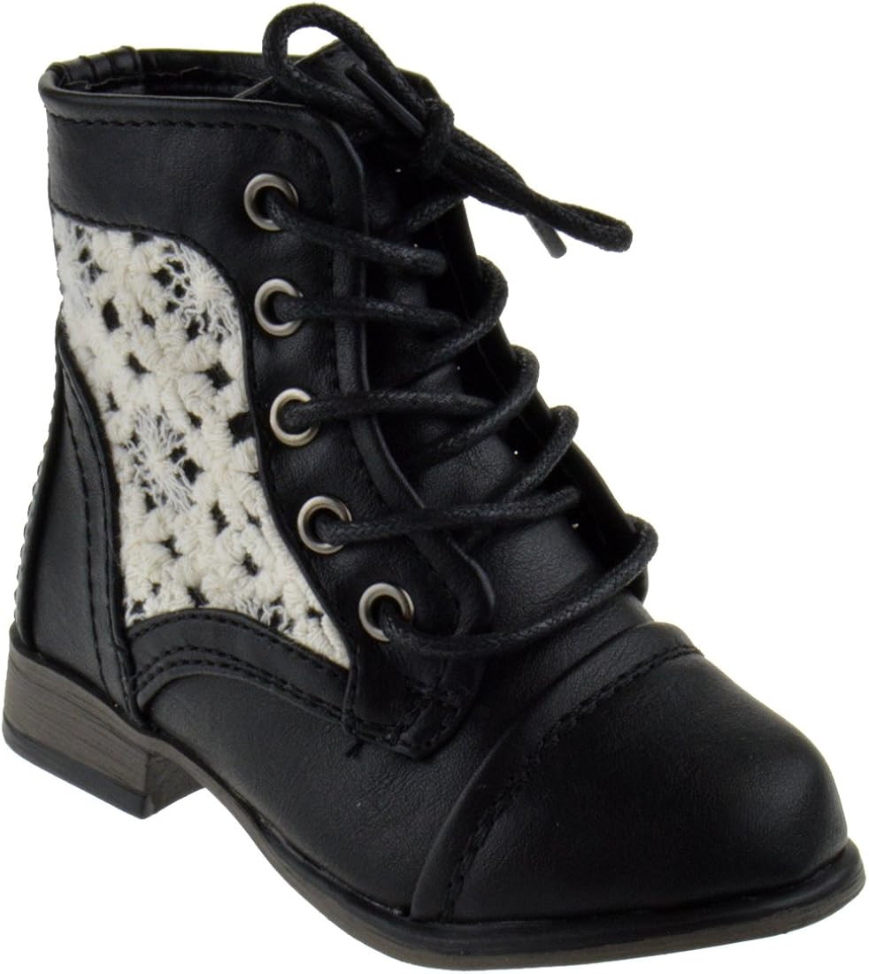 Forever Link Chapter 30KA Baby Girls Combat Lace up Boots | Amazon (US)