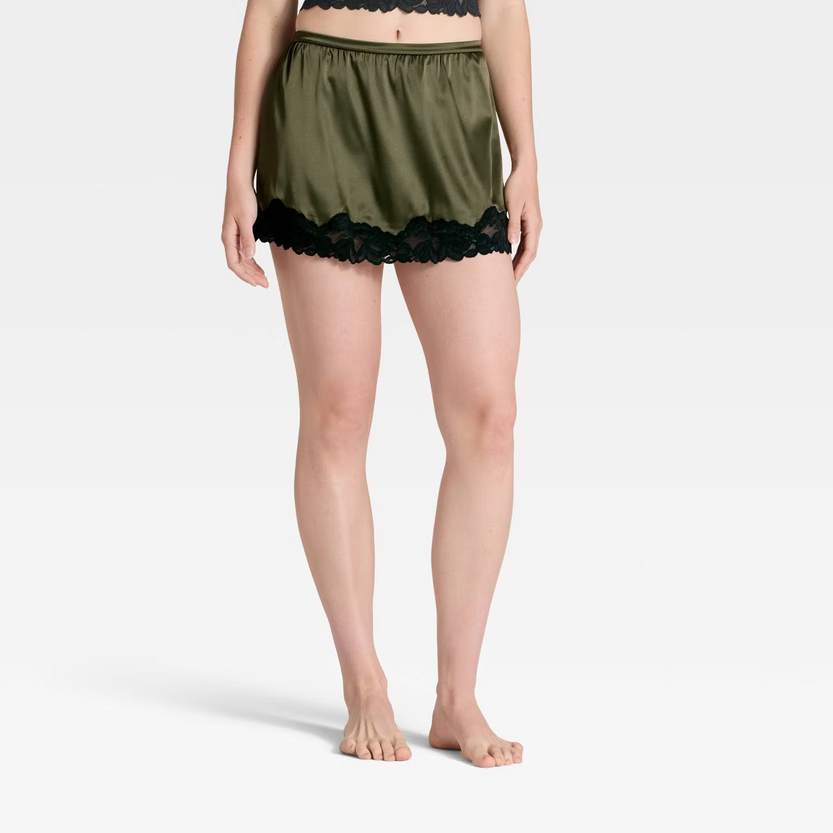 Women's Satin & Lace Lingerie Skirt - Auden™ Black S | Target