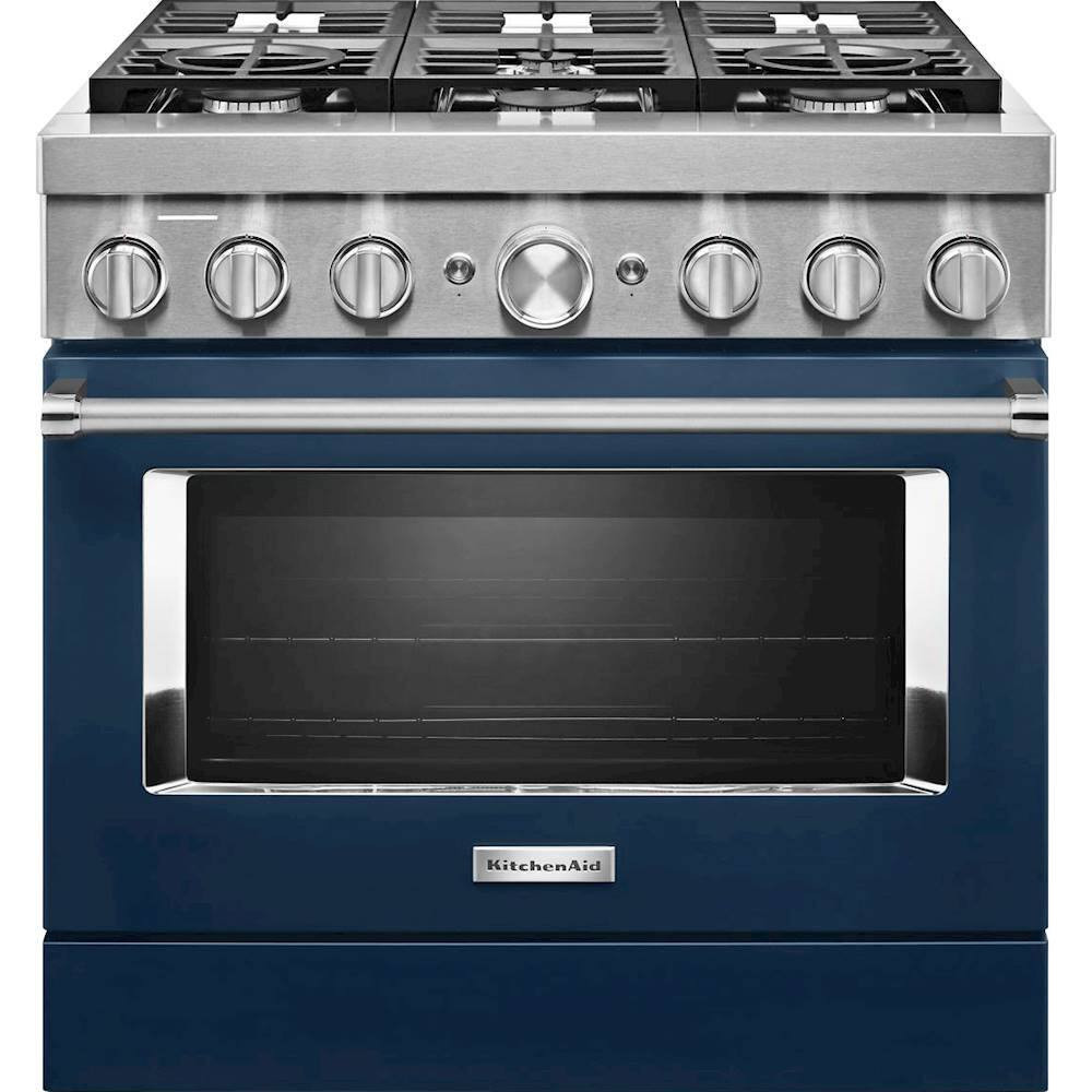 KitchenAid - 5.1 Cu. Ft. Freestanding Dual Fuel True Convection Range with Self-Cleaning - Ink Blue | Best Buy U.S.