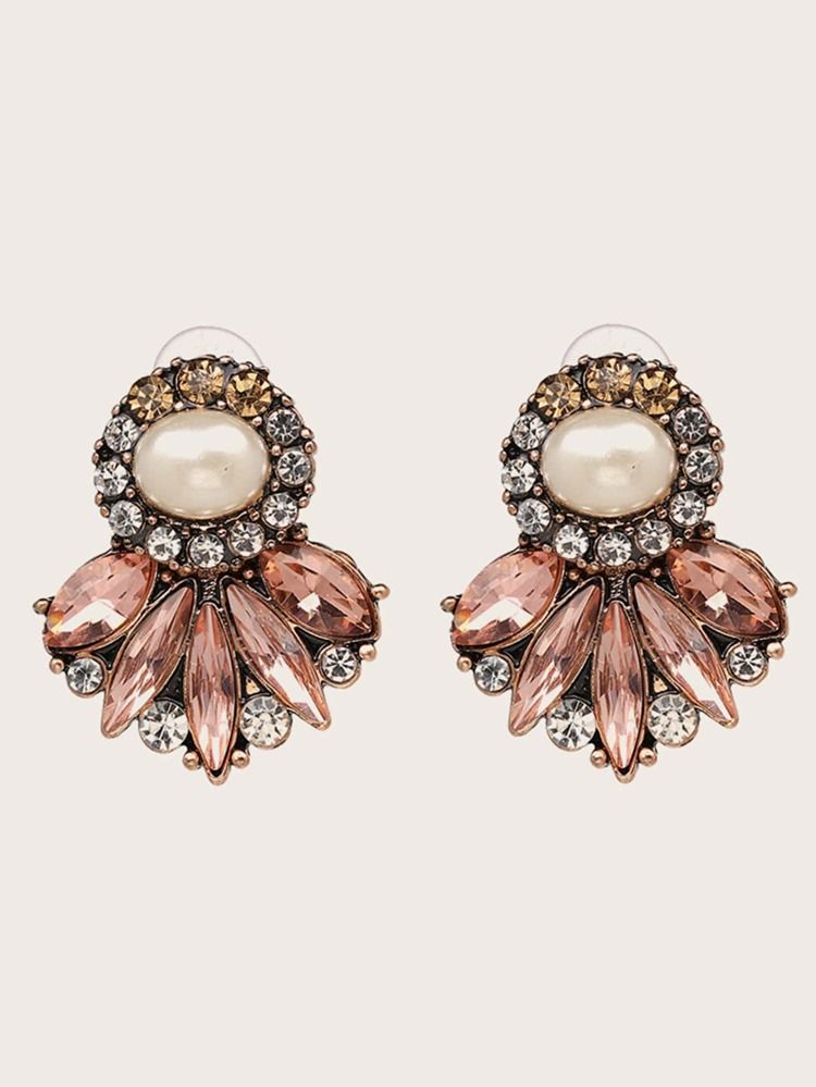 1pair Gemstone Decor Stud Earrings | SHEIN