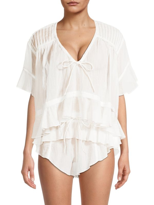 Daydreamer 2 Piece Ruffled Cotton Sleep Set | Saks Fifth Avenue OFF 5TH