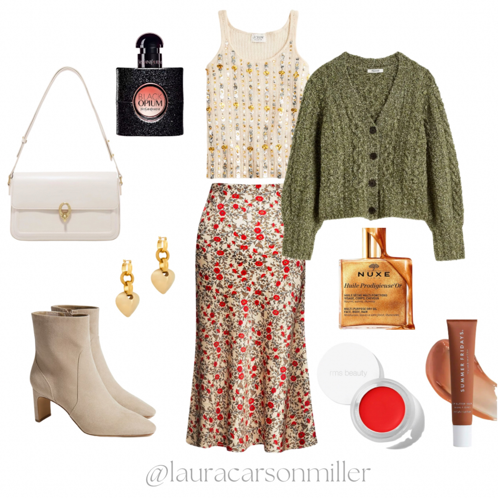 How about this for a Valentines outfit? I own this bag in the cream color shown here and in black - I highly recommend. 
Laura Carson miller, valentines outfit, dinner date outfit, Parisian style, soft makeup, heart earrings, it bag, shoulder bag, skin oil, oriental scent 

#LTKFindsUnder50 #LTKItBag #LTKBeauty