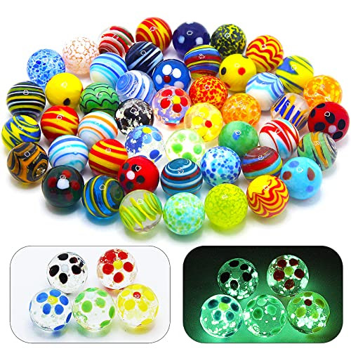 40 PCS Glass Marbles for Kids, 35 Colorful Assorted Marbles and 5 Glow in The Dark Marbles, Marbl... | Amazon (US)