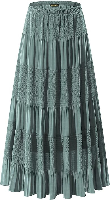 Women's Chiffon Elastic High Waist Pleated A-Line Maxi Skirts | Amazon (US)