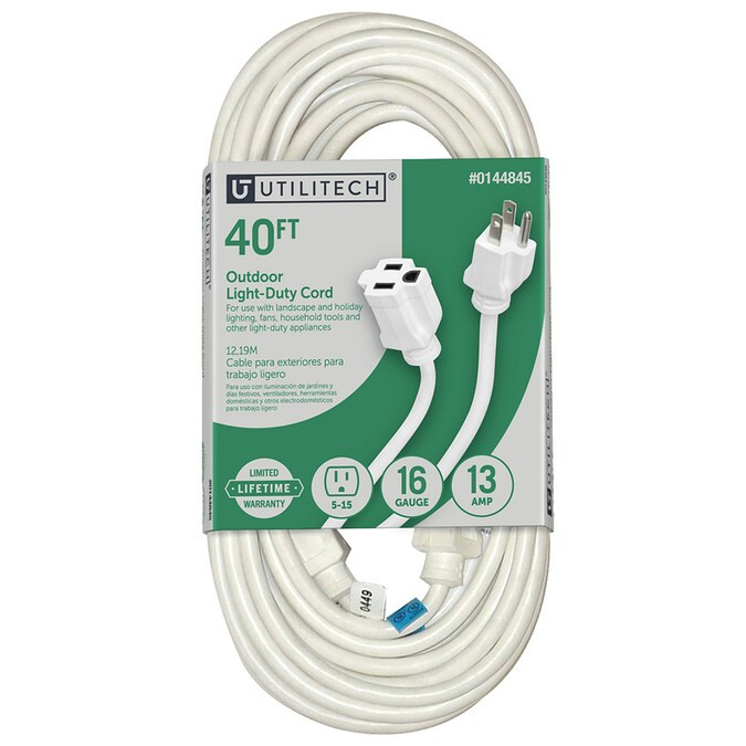 Utilitech 40-ft 16/3 3-Prong Outdoor Sjtw Light Duty General Extension Cord | Lowe's