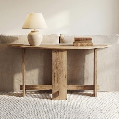 51 Inch Entryway Table, Farmhouse Wooden Console Table, Half-Moon Sofa Table Behind Couch for Ent... | Amazon (US)
