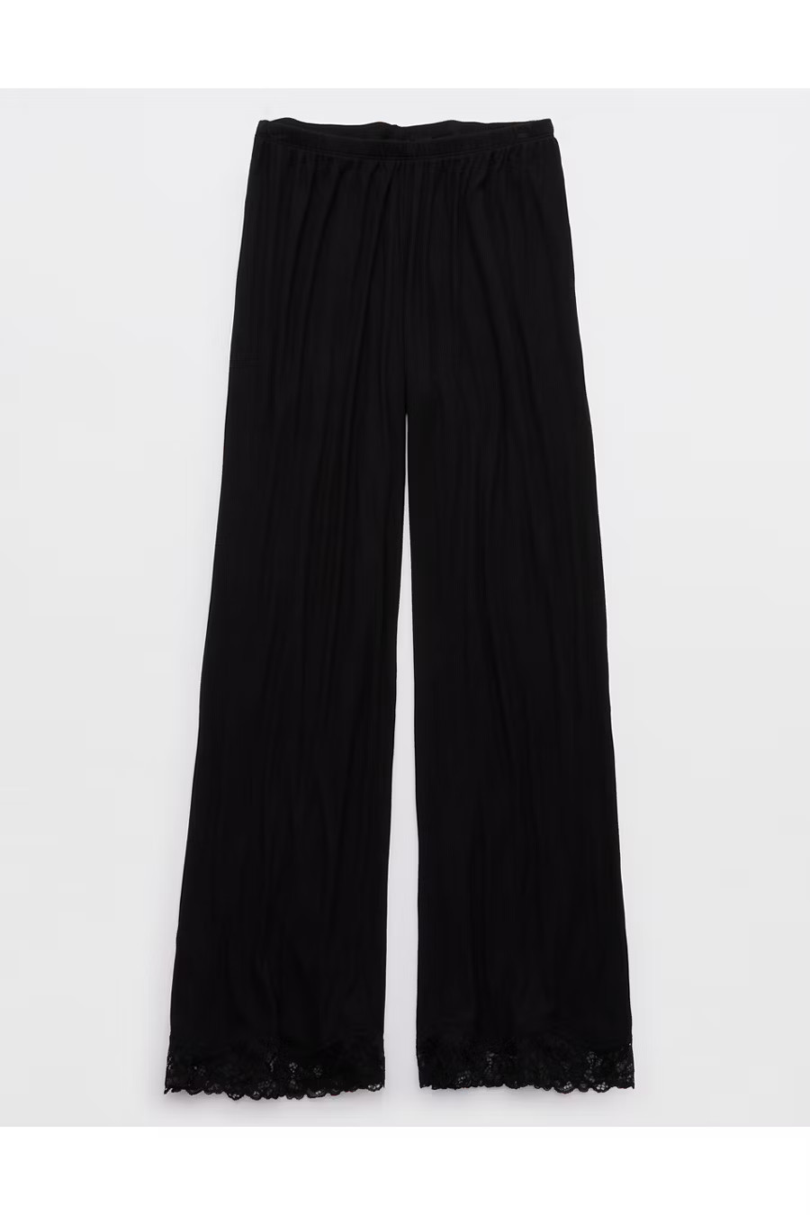 Aerie Real SoftÂ® Rib Trouser PJ Women's True Black XXS | Aerie