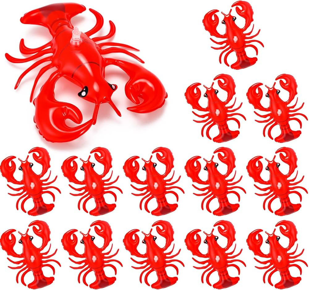12 Packs Mini Inflatable Crawfish 9 Inch Vibrant Lobster Decorations for Nautical Theme Parties, ... | Amazon (US)