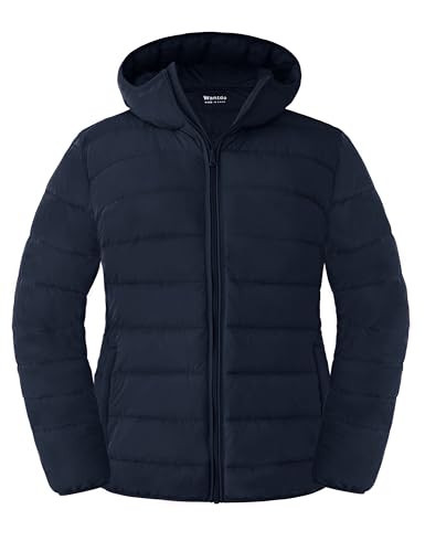 wantdo Women's Plus Size Puffer Jacket Lightweight Quilted Winter Coat with Hood Navy 3X | Amazon (US)