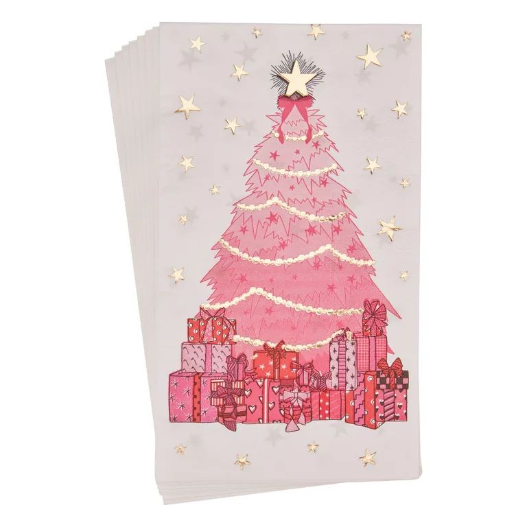 Strictly Fancy Disposable Guest Towels – Holiday Paper Hand Towels, Holiday Pink Tree, 24 count | Walmart (US)