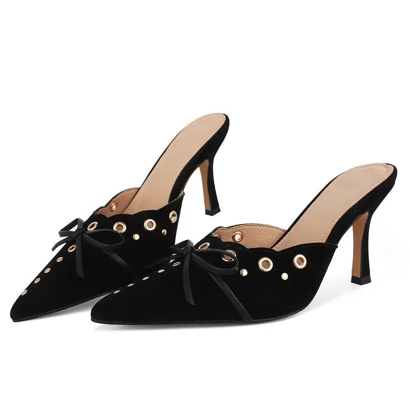 High Heel Mule Sandals Women Pointed Toe Bow Sandals Slip - Temu | Temu Affiliate Program