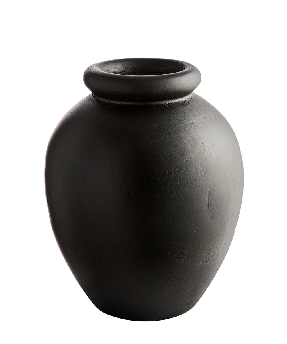 Black Wooden Vase, 9.5" 

 