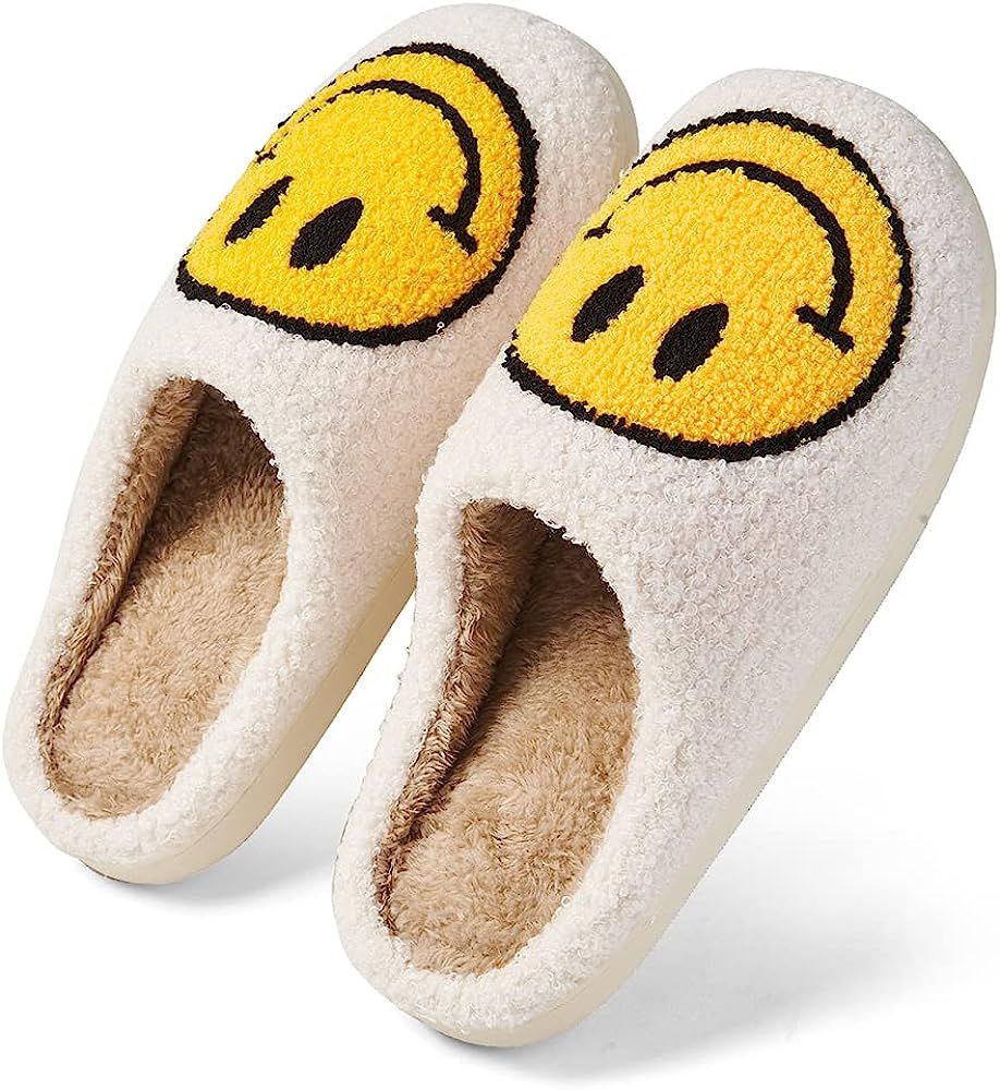 Women's Men's Retro Face Slippers Comfy Warm Plush Slip-On House Slipper for Winter Indoor Soft C... | Amazon (US)