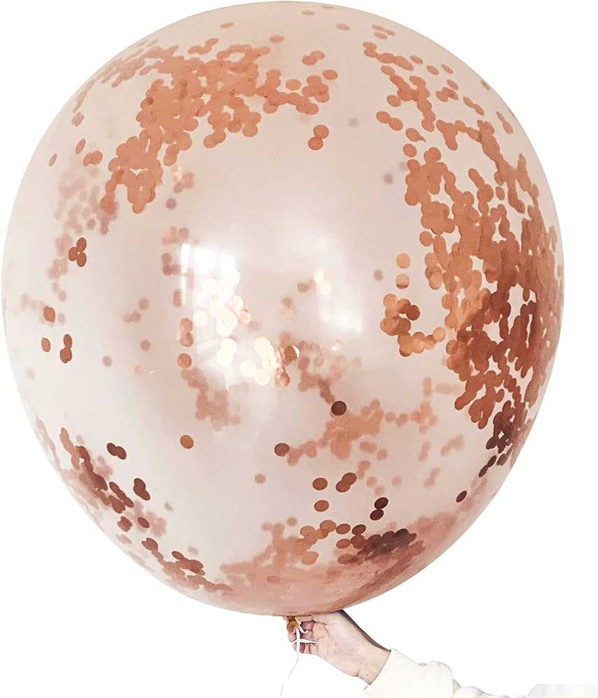 36 Inch Rose Gold Confetti Balloons,6 Pcs Jumbo Latex Rose Confetti Balloons for Bachelor Party/W... | Amazon (US)