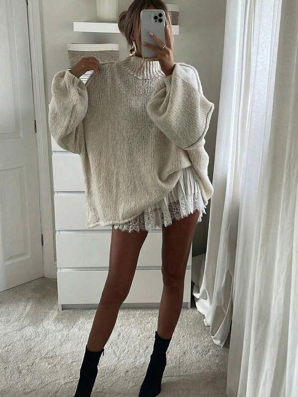 -24%Women's Fashionable Street-Style Casual Loose Knit Sweater, Suitable For Back To School, Kore... | SHEIN