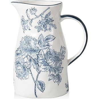 Ceramic Pitcher Vase, Blue and White Jug for Home Decor, Chinoiserie Vase Decor, Decorative Pitch... | Amazon (US)