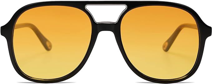 SOJOS Retro Square Polarized Aviator Sunglasses Womens Mens 70s Vintage Double Bridge Sun Glasses | Amazon (US)