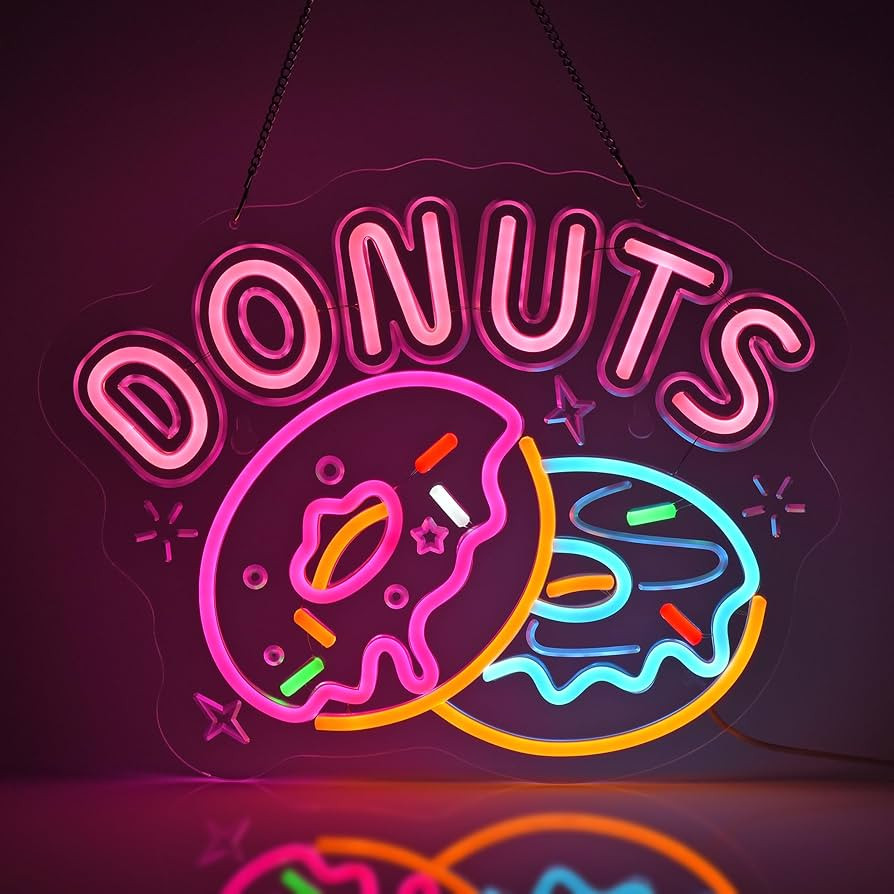 Donuts Neon Sign, Neon Lights Hanging Wall Art Decoration for Home Kitchen Business Bakery Restau... | Amazon (US)