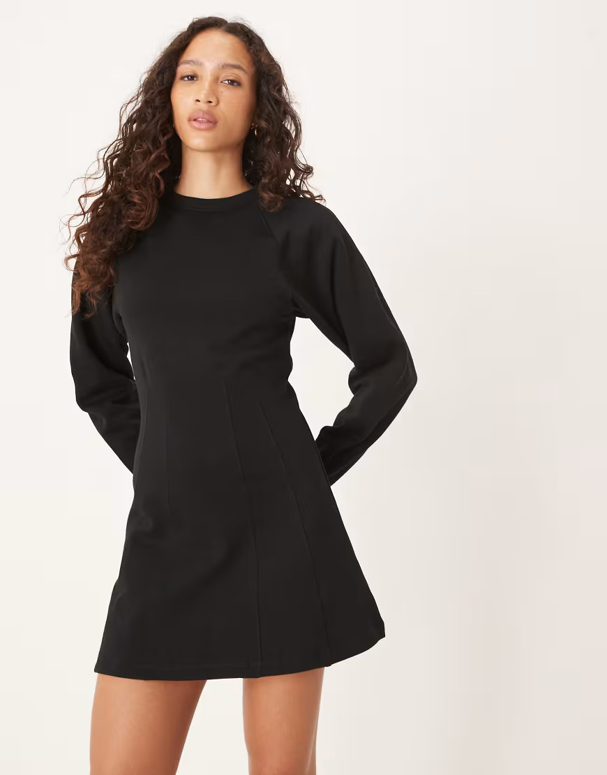 ASOS DESIGN seam detail mini sweats dress in black | ASOS (Global)