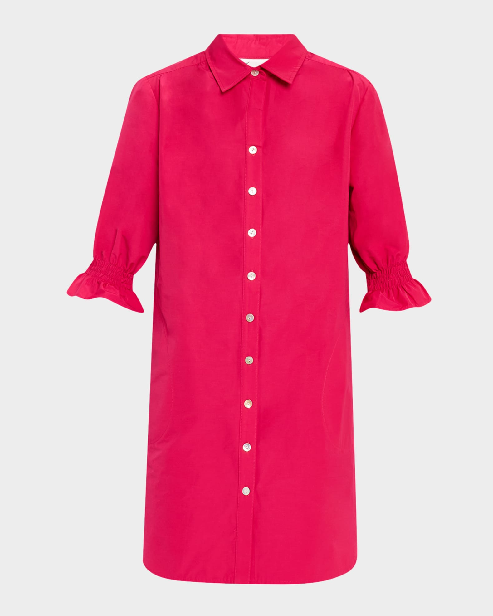 Finley Miller Elbow-Sleeve Techy Taffeta Shirtdress | Neiman Marcus