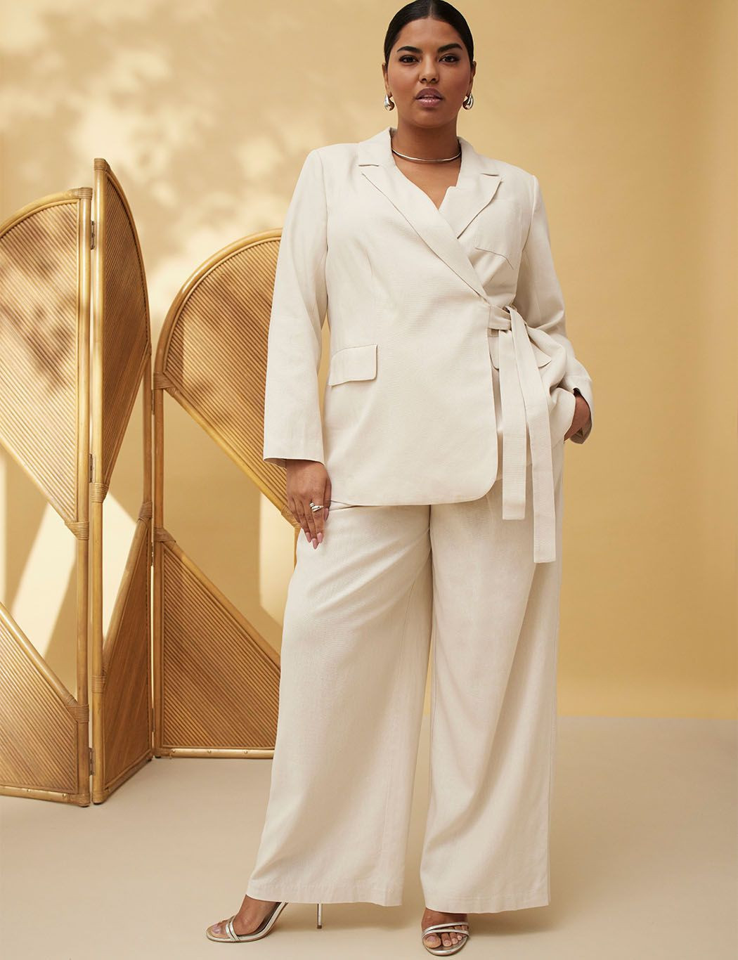 Wide Leg Linen Blend Pant | Eloquii