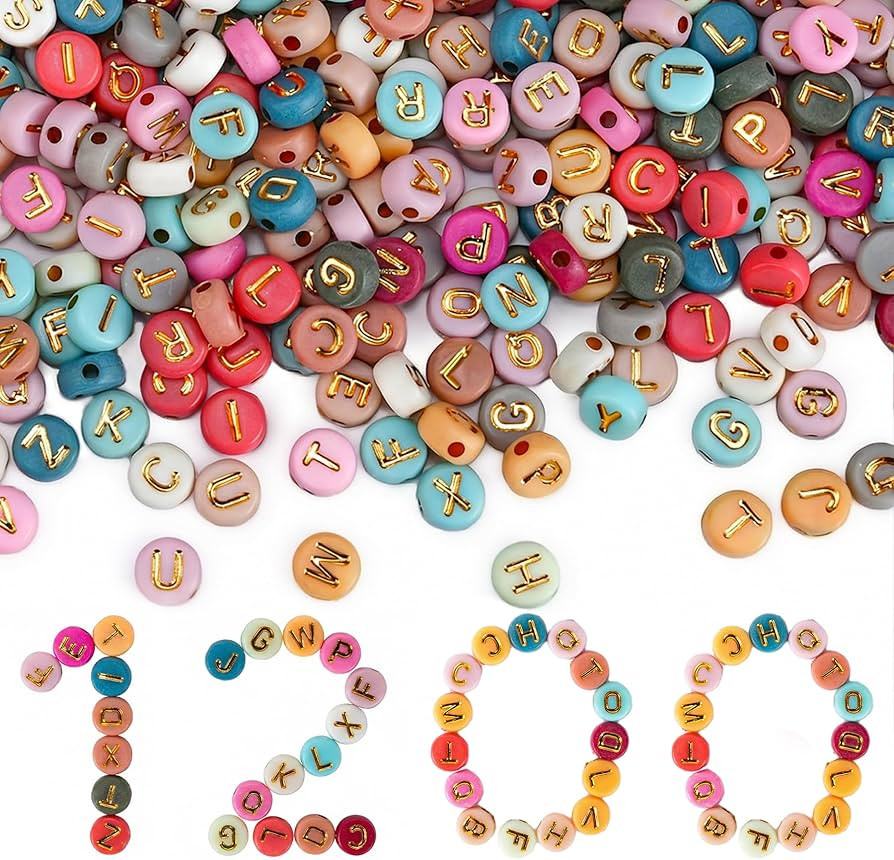 Gionlion 1200+Pcs Colorful Round 4x7mm Letter Beads for Bracelet Making, Acrylic Alphabet Beads f... | Amazon (US)