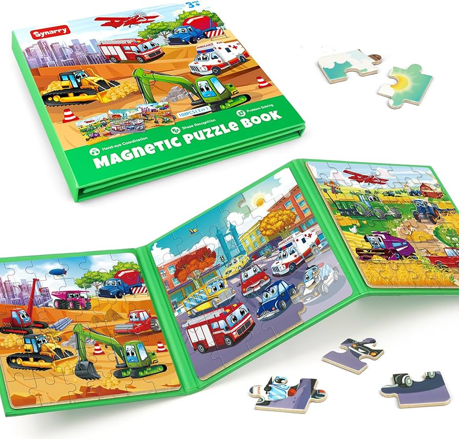 SYNARRY Vehicle Theme Magnetic Puzzles for Toddlers 3-5, 36 Pieces Travel Puzzles for Kids Ages 4... | Amazon (US)