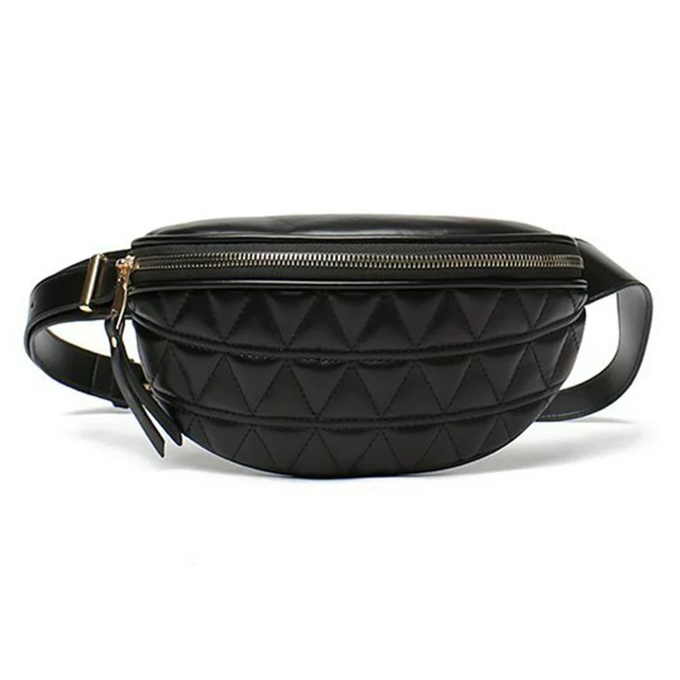 Yucurem Fashion Rhombic Pattern Pure PU Waist Bag, Zip Bum Belt Chest Sling Purse for Daily Trave... | Walmart (US)