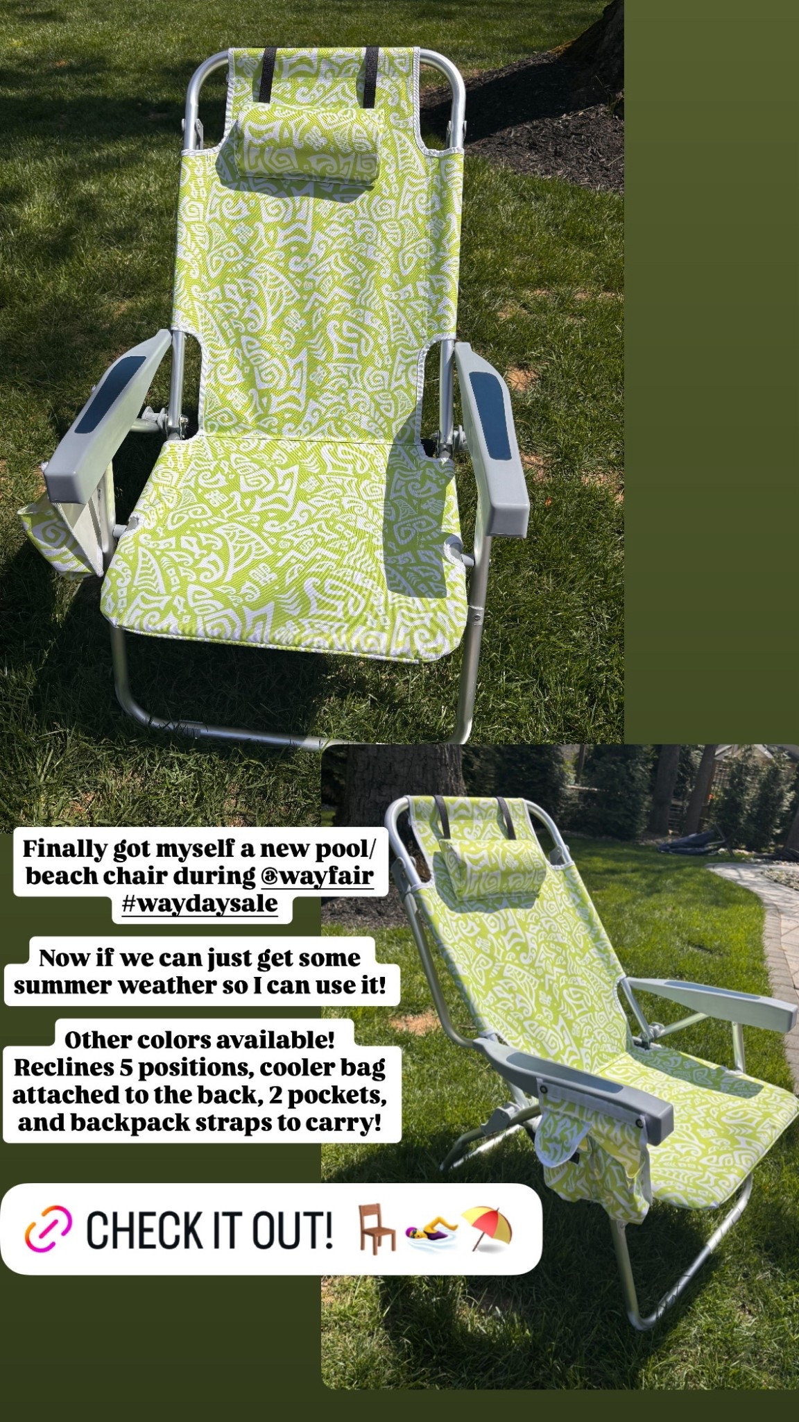 LINK:
 https://creatorlink.shop/4vKWDA2

Wayfair finds
Beach chair
Pool chair 
Wayfair wayday 

#LTKSeasonal #LTKSaleAlert #LTKHome