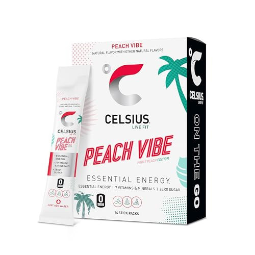 CELSIUS On The Go PEACH VIBE, Sugar Free Energy Drink Mix (14 Sticks per Pack) | Amazon (US)