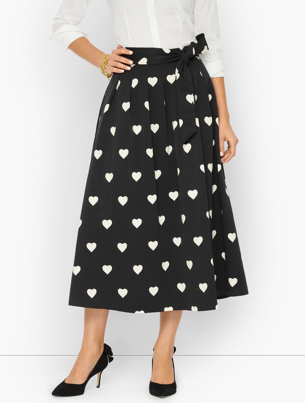 Tie Waist Faille Maxi Skirt - Heart Print | Talbots