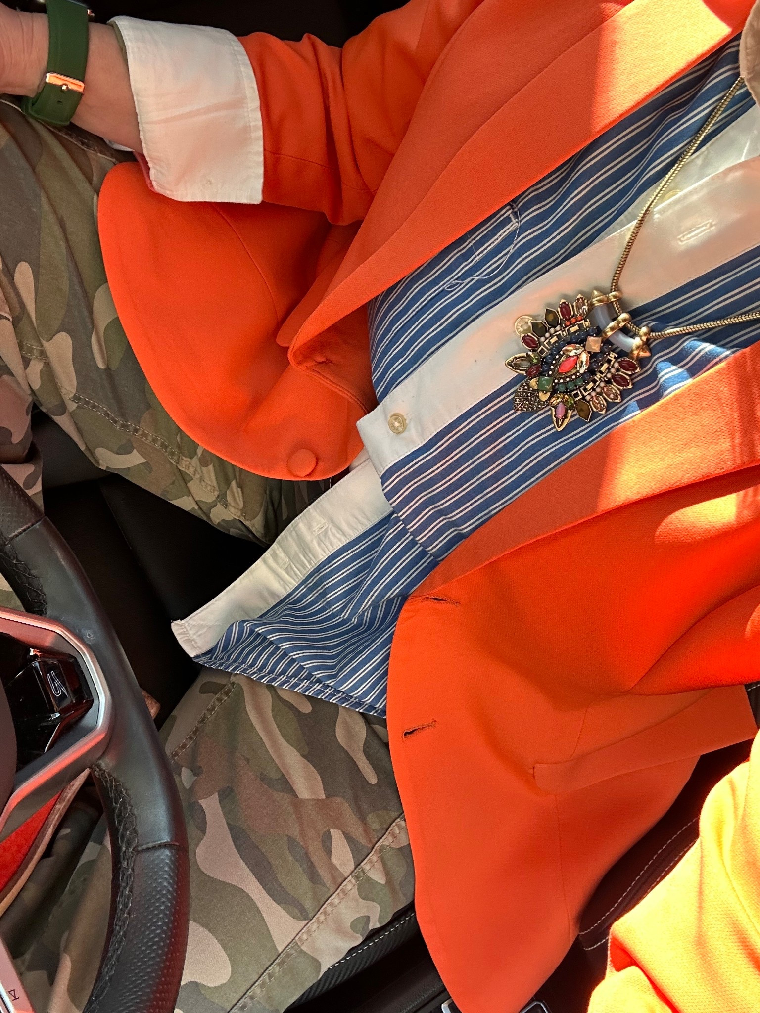 If you want to look polished but still comfortable, try this simple outfit formula: bright blazer + striped button down + great fitting denim.

A bold orange blazer instantly elevates everyday basics and makes a casual outfit feel styled and intentional. Pairing it with straight leg jeans keeps the look relaxed while patterned loafers add a little personality.

This is the kind of outfit that works for casual workdays, meetings, lunch with friends, or running errands while still looking put together.

bright blazer outfit, orange blazer styling ideas, blazer outfit with jeans, striped shirt outfit, straight leg denim outfit, casual polished outfit, classic wardrobe staples, women over 40 style, women over 50 fashion, effortless everyday outfits

#LTKOver40 #LTKMidsize #LTKootd