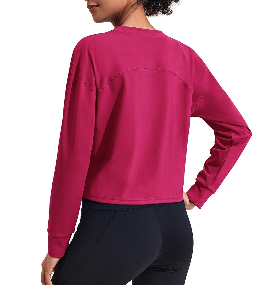 Pinspark Cropped Long Sleeve Workout Tops for Women Loose Fit Crop Quick Dry Running Athletic Shi... | Amazon (US)