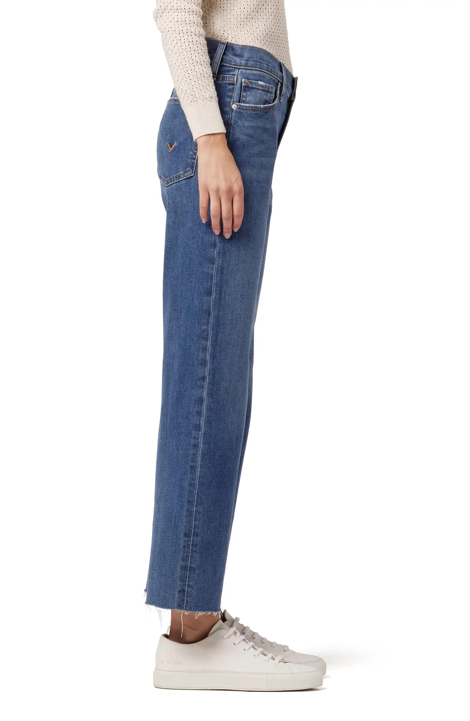 Rosie High Waist Raw Hem Stretch Ankle Wide Leg Jeans | Nordstrom