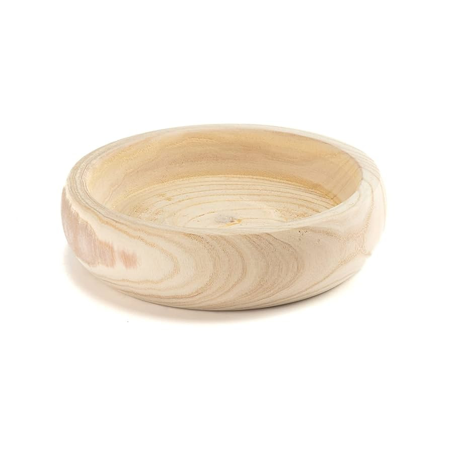 Decorative Wood Bowl Hand Carved Centerpiece Paulownia Round Dough Serving Wooden Bowls For Decor... | Amazon (US)