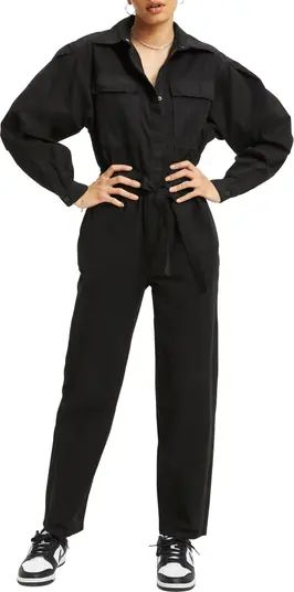Long Sleeve Snap Front Jumpsuit | Nordstrom