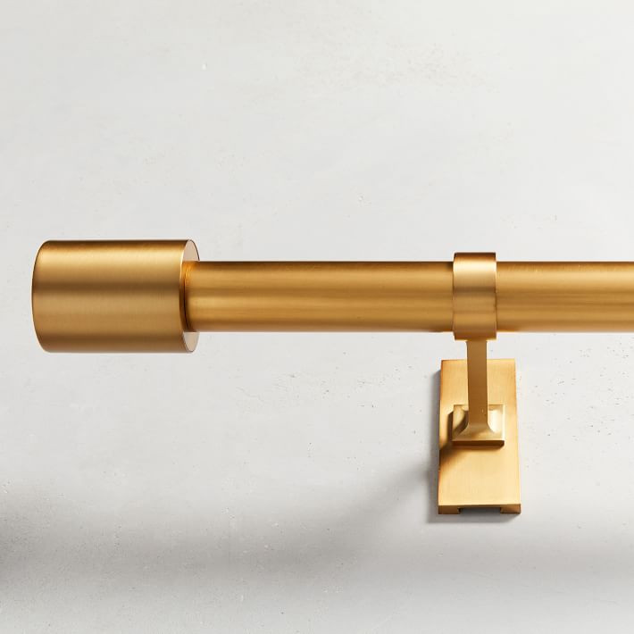 Oversized Adjustable Curtain Rod w/ Cylinder Finials - Antique Brass | West Elm (US)