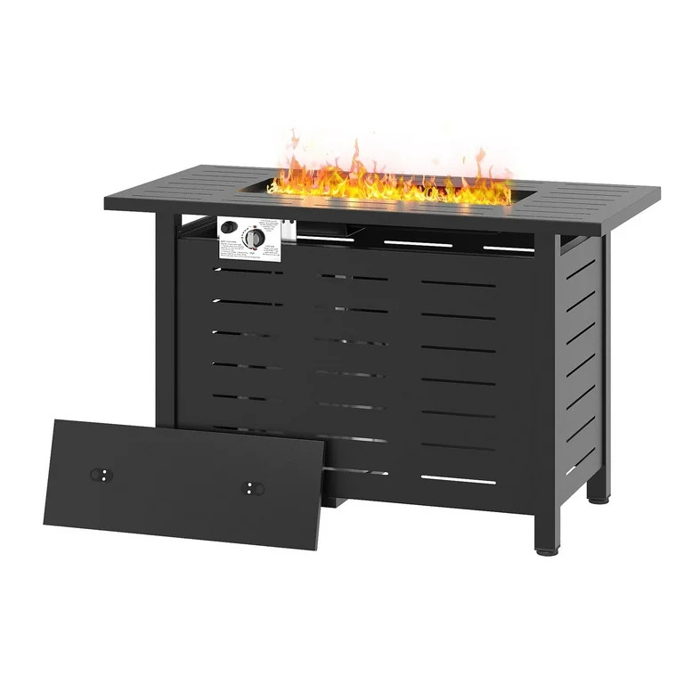 Aoxun 44" Propane Fire Pit Table, 50,000 BTU Auto Ignition Steel Gas Fire Pit with Removable Lid ... | Walmart (US)